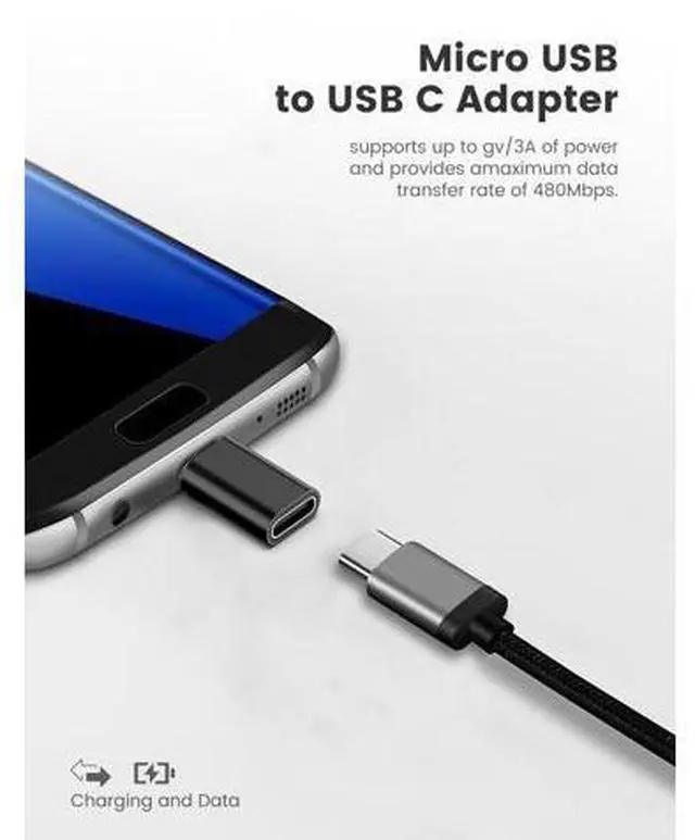 Alt view image 2 of 6 - Vszerda 6Pack Micro USB to USBC Adapter, Type C Female to Micro USB Male Convert Connector Support Charge Data Sync Compatible with Nexus 5 6, and More Devices (Not for USBC to C Charging Cable)
