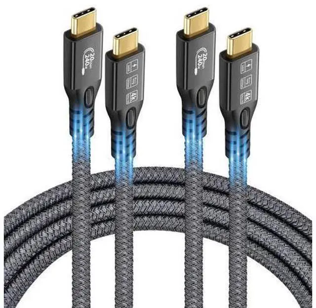 Main image of Vszerda USB C 3.2 Gen2x2 20Gbps, 2 x Type C 4K@60Hz UHD Video 5A/240W PD3.1 Fast Charge Cord with E-Marker Compatible with Thunderbolt 3/4 for iPhone 15Pro MacBook (2, 2 x USB C 20G 240W 1M)