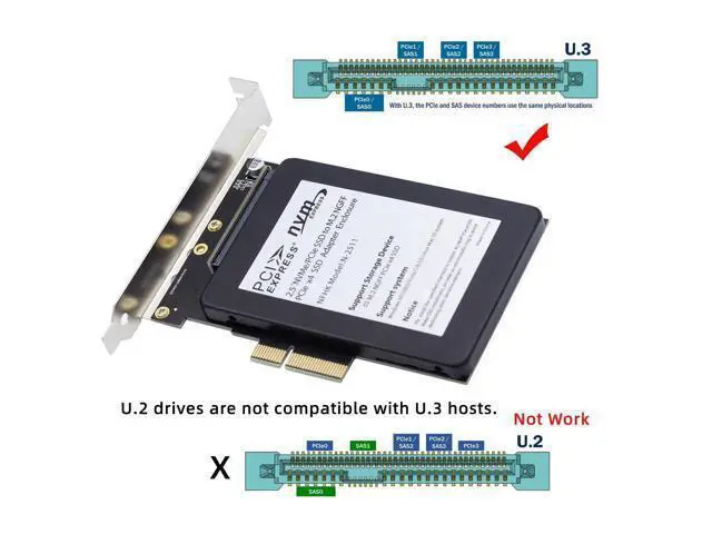 Alt view image 2 of 7 - Vszerda PCI-E 4.0 x4 Lane PCI Express Host to U.3 U3 Kit SFF-8639 SSD Adapter for Motherboard Compatible with PM1735 NVMe PCIe SSD