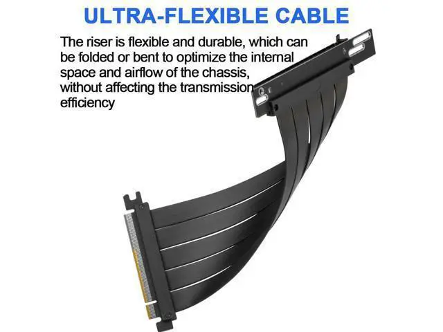 Alt view image 5 of 6 - PCIE 4.0 Riser Cable 90 Degree, PCIe 4.0 x16 High Speed Flexible Extender Card, EMI Shielded 30AWG, TPE Cable Sleeves, Pcie 4.0 Riser Compatible with 4090 4080 4070 3090 and Pcie 3.0 System 20cm
