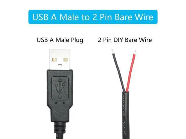 Alt view image 5 of 7 - Vszerda 4Pcs USB A Male to 2 Pin Bare Wire 11inch, 20AWG 5V/5A 2 Pin Pigtail Open End Power Cord, for USB Equipment Installed or Replace Repair DIY Cable