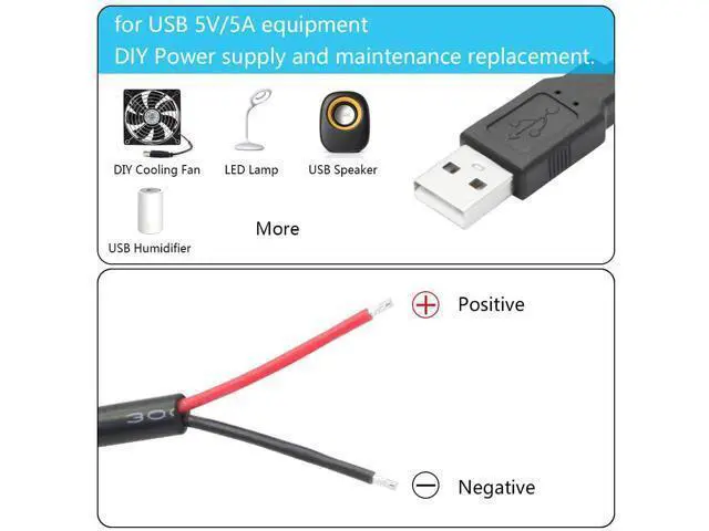 Alt view image 6 of 7 - Vszerda 4Pcs USB A Male to 2 Pin Bare Wire 11inch, 20AWG 5V/5A 2 Pin Pigtail Open End Power Cord, for USB Equipment Installed or Replace Repair DIY Cable