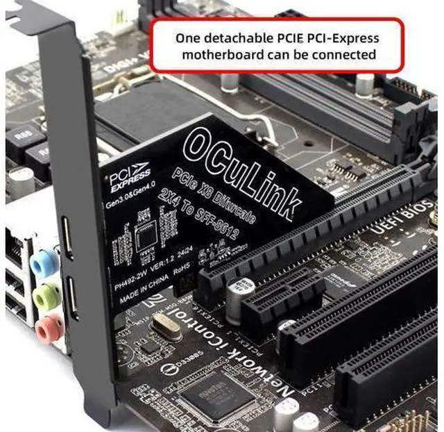 Alt view image 3 of 7 - Vszerda PCI-Express 4.0 PCIE 8X Detachable to Dual Oculink SFF-8612 SFF-8611 VROC Raid0 Adapter for U.2 SSD eGPU External Graphics Card Dock