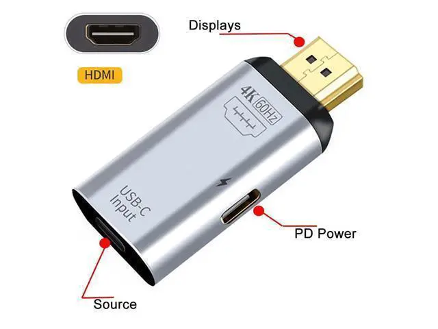 Alt view image 5 of 7 - Vszerda USB-C Type C Female Source to HDMI Sink HDTV & PD Power Adapter 4K 60hz 1080p for Phone & Laptop