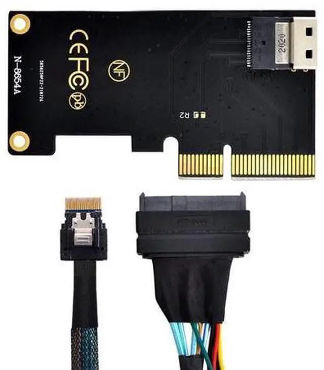 Main image of Vszerda PCI-E 3.0 4.0 to SFF-8654 Slimline SAS Card Adapter and U.2 U2 SFF-8639 NVME PCIe SSD Cable for Mainboard SSD