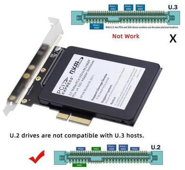 Alt view image 2 of 7 - Vszerda PCI-E 4.0 x4 Lane PCI Express Host to U.2 U2 Kit SFF-8639 SSD Adapter for Motherboard Compatible with NVMe PCIe SSD750
