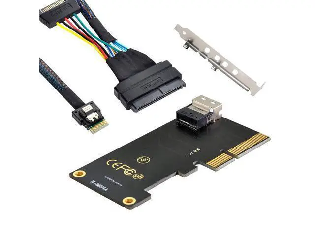 Alt view image 3 of 7 - Vszerda PCI-E 3.0 4.0 to SFF-8654 Slimline SAS Card Adapter and U.2 U2 SFF-8639 NVME PCIe SSD Cable for Mainboard SSD