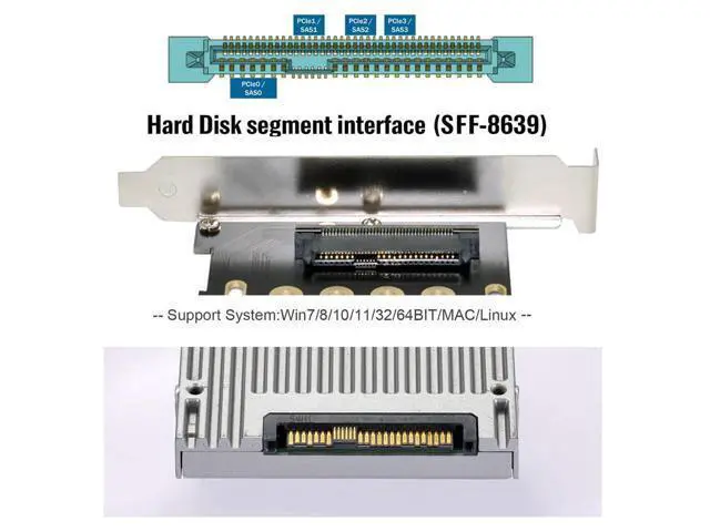 Alt view image 5 of 7 - Vszerda PCI-E 4.0 x4 Lane PCI Express Host to U.2 U2 Kit SFF-8639 SSD Adapter for Motherboard Compatible with NVMe PCIe SSD750