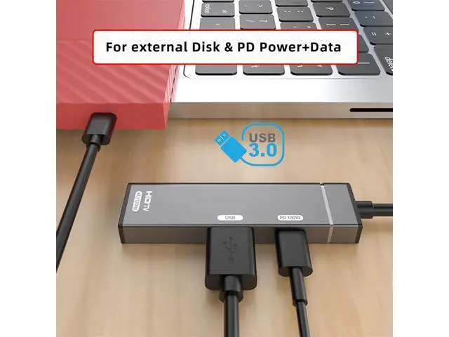 Alt view image 7 of 7 - Vszerda USB-C Type-C to HDMI Multiport Adapter 4K@120hz USB 3.0 OTG Converter HDTV with Female PD 100W Power Port
