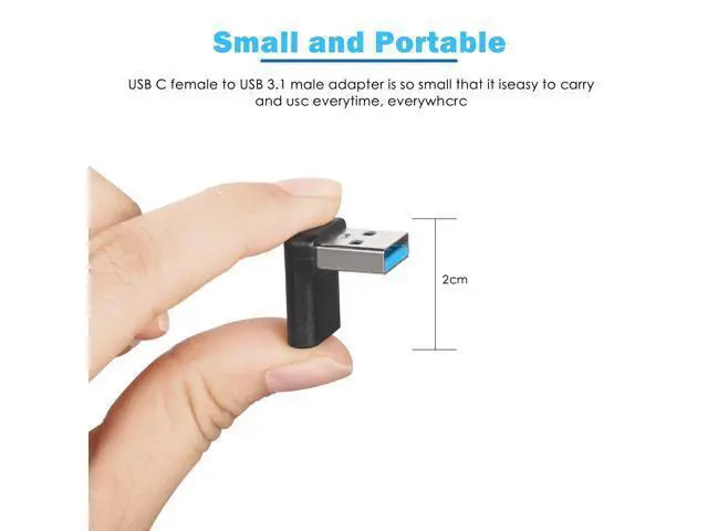 Alt view image 6 of 7 - Vszerda 90°USB 3.1 to USB C Adapter USB A Male to Type C Female Right Angle Coupler 10Gbps OTG Data Transfer Connector for Smartphone Laptop Tablet, Black, 5 Pcs