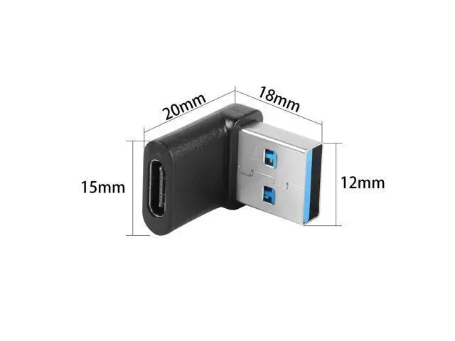 Alt view image 7 of 7 - Vszerda 90°USB 3.1 to USB C Adapter USB A Male to Type C Female Right Angle Coupler 10Gbps OTG Data Transfer Connector for Smartphone Laptop Tablet, Black, 5 Pcs