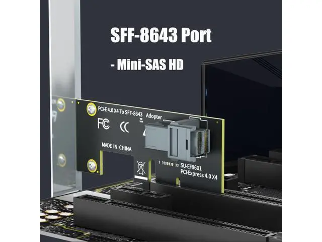 Alt view image 5 of 7 - Vszerda SF01 SFF-8643(Mini-SAS HD) to PCIE 4.0 X4 Adapter Card, Regular and Low-profible Bracket