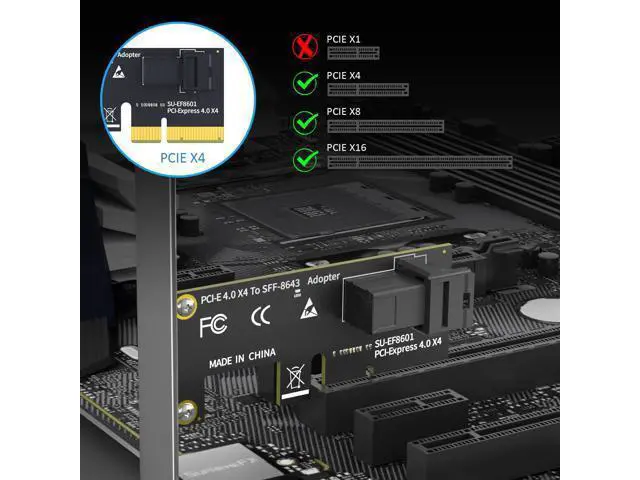 Alt view image 6 of 7 - Vszerda SF01 SFF-8643(Mini-SAS HD) to PCIE 4.0 X4 Adapter Card, Regular and Low-profible Bracket
