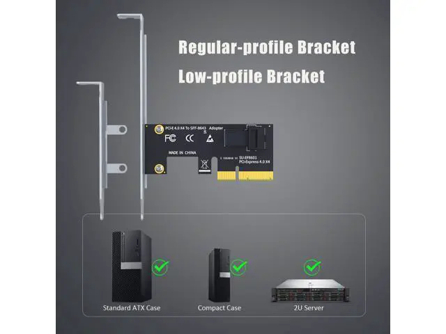 Alt view image 7 of 7 - Vszerda SF01 SFF-8643(Mini-SAS HD) to PCIE 4.0 X4 Adapter Card, Regular and Low-profible Bracket