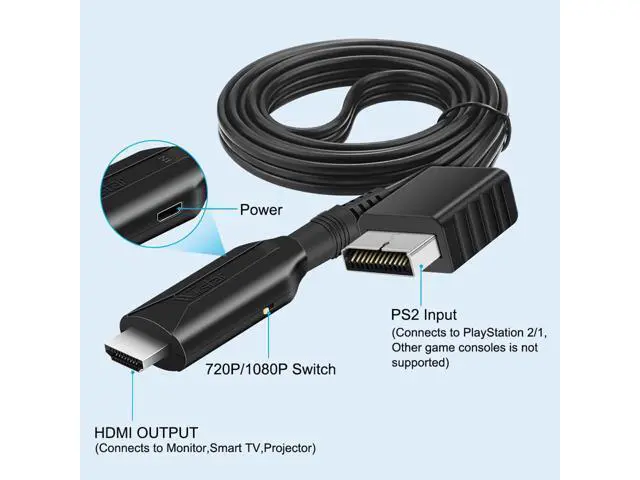 Alt view image 5 of 7 - Vszerda HDMI Cable for PlayStation 2 & PlayStation 1 Console (PS2 & PS1), PS1/PS2 to HDMI Adapter with True RGB Signal Output PlayStation 1 Adapter Sony PS2 HDMI Converter