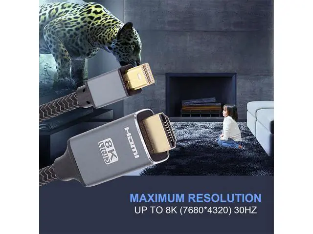 Alt view image 4 of 7 - Vszerda Mini DisplayPort 1.4 Source to HDMI 2.0 Display 5.9ft Cable 8K 60hz UHD 4K Aluminum Shell, Nylon Braided Mini-DP to HDMI Male Compatible with Monitor Projector