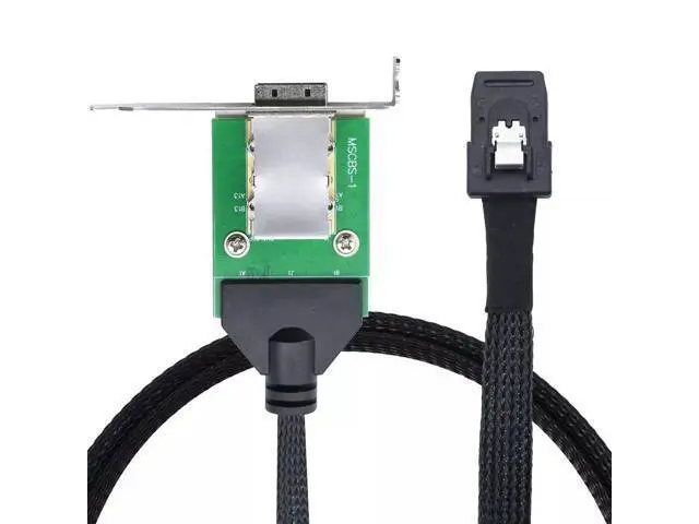 Alt view image 3 of 5 - Vszerda Mini SAS SFF-8087 to SAS SFF-8088 Female 12Gbps Adapter Cable with Low Bracket 50CM