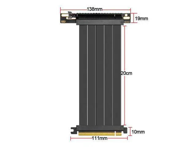 Alt view image 6 of 6 - PCIE 4.0 Riser Cable 90 Degree, PCIe 4.0 x16 High Speed Flexible Extender Card, EMI Shielded 30AWG, TPE Cable Sleeves, Pcie 4.0 Riser Compatible with 4090 4080 4070 3090 and Pcie 3.0 System 20cm