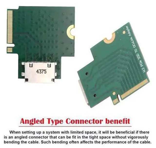 Alt view image 3 of 7 - Vszerda 2230 PCI-E4.0 M.2 M-Key Male to Oculink SFF-8612 SFF-8611 Host Angled Type 90 Degree Adapter for NVME U.2 SSD eGPU External Graphics Card