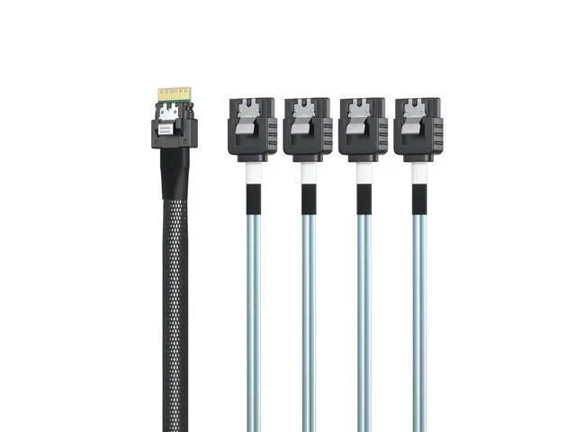 Alt view image 2 of 3 - Vszerda SlimSAS to SATA, SFF-8654 4i Host/RAID to 4xSATA Target HD, Suitable for Servers, Computers, Hard Drives, and Hosts, 1m(3.3ft)