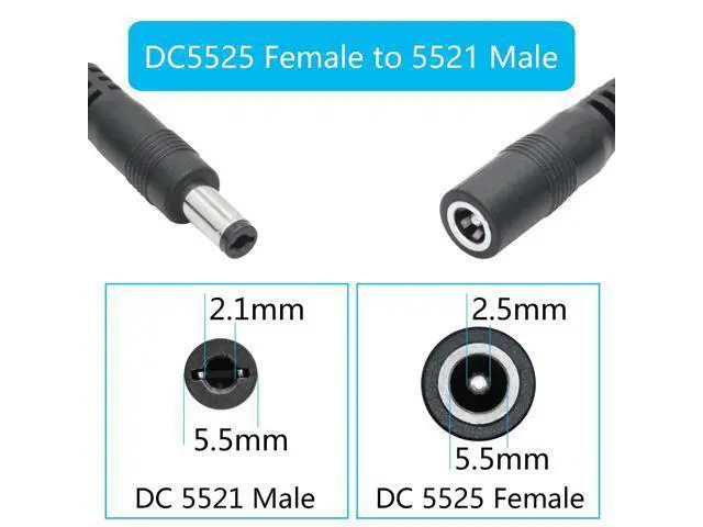 Alt view image 3 of 7 - Vszerda 4Pcs 12V DC Power Cord 1FT, DC 5.5mm x 2.5mm Female to 5.5mm x 2.1mm Male Plug Power Charging Cable Extension Cord, for Router Speaker etc Other 5521 Port Equipment