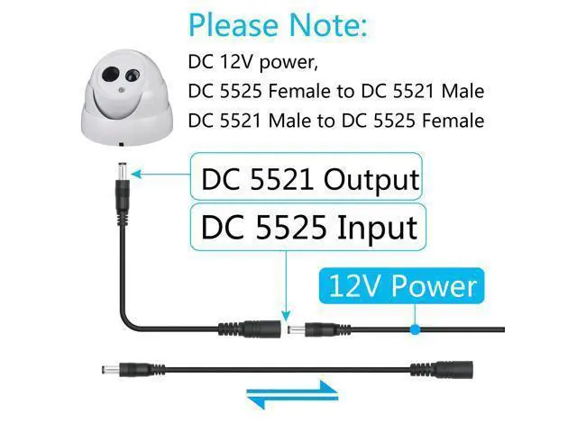 Alt view image 4 of 7 - Vszerda 4Pcs 12V DC Power Cord 1FT, DC 5.5mm x 2.5mm Female to 5.5mm x 2.1mm Male Plug Power Charging Cable Extension Cord, for Router Speaker etc Other 5521 Port Equipment