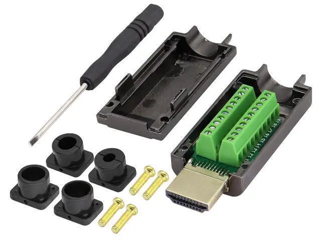 Alt view image 3 of 7 - Vszerda HDMI Solderless Head Screw Terminal Adapter, HDMI Male Solderless Module Plug Junction Box HD Cable Connector Signal Module with Metal Shell Adapter.(Metal Shell)(2Pack/Male