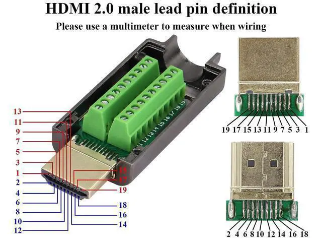 Alt view image 4 of 7 - Vszerda HDMI Solderless Head Screw Terminal Adapter, HDMI Male Solderless Module Plug Junction Box HD Cable Connector Signal Module with Metal Shell Adapter.(Metal Shell)(2Pack/Male