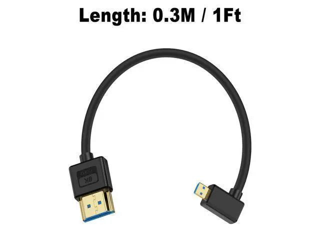 Alt view image 7 of 7 - Vszerda Micro HDMI to HDMI Cable 1ft, 48Gbps, 8K@60Hz, 4K@120Hz, Right Angle 90 Degree, Ultra Thin & Short & Flexible, Compatible with Camera, Camcorder, Tablet, Monitor, HDTV