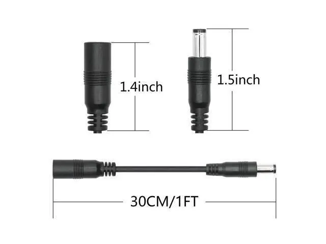 Alt view image 7 of 7 - Vszerda 4Pcs 12V DC Power Cord 1FT, DC 5.5mm x 2.5mm Female to 5.5mm x 2.1mm Male Plug Power Charging Cable Extension Cord, for Router Speaker etc Other 5521 Port Equipment