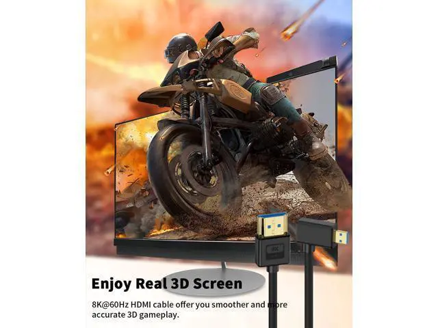 Alt view image 6 of 7 - Vszerda Micro HDMI to HDMI Cable 1ft, 48Gbps, 8K@60Hz, 4K@120Hz, Right Angle 90 Degree, Ultra Thin & Short & Flexible, Compatible with Camera, Camcorder, Tablet, Monitor, HDTV
