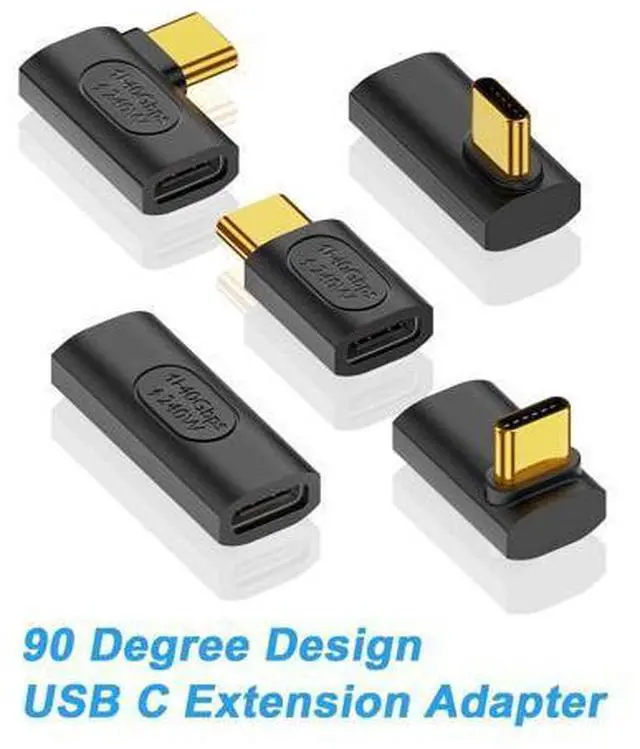 Alt view image 7 of 7 - Vszerda USB C Right Angle Adapter, 90 Degree USB C Adapter 240W PD, 40Gbps, 8K@60Hz Right Angle Type C to Type C Extension Connector for Thunderbolt 4, Steam Deck, Laptop, Smart Phone, 5-Pack