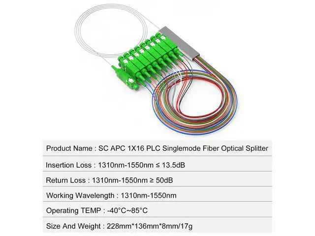 Alt view image 7 of 7 - Vszerda PLC Fiber Optical Splitter 1X16, 0.9mm G657A1 Singlemode SC 1X16 Fiber Optical Splitter for Home Wiring, Engineering Project, Fiber LAN, 1M/3.3ft