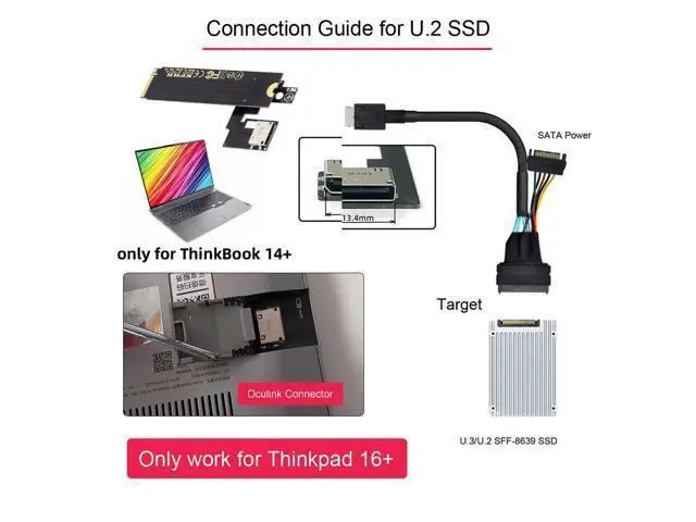 Alt view image 6 of 7 - VszerdaPCI-E 3.0 Graphics Expansion Card & SSD M.2 M-Key to Oculink SFF-8612 SFF-8611 Host Bus Adapter for ThinkBook 14+