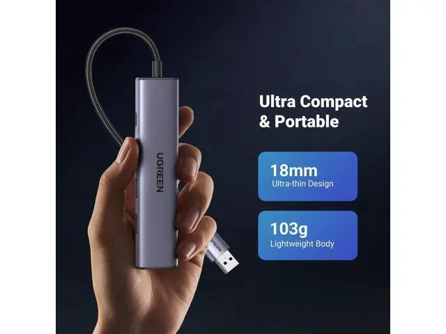 Alt view image 6 of 7 - UGREEN USB to Ethernet Adapter, 5 in 1 USB Hub with Ethernet, Plug and Play, Multiport Network Adapter with 3 USB 3.0 Port, Gigabit RJ45, USB-C Power Port Compatible for Laptop MacBook XPS Windows 11