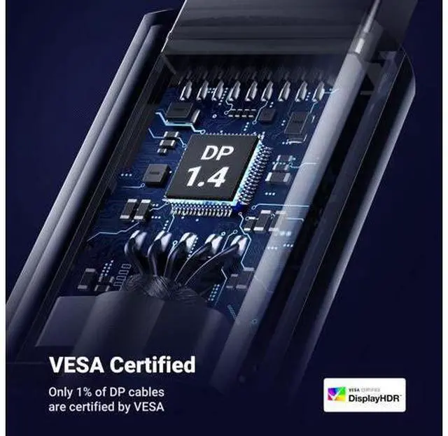 Alt view image 6 of 7 - UGREEN VESA Certified 8K DisplayPort Cable 6.6FT, DP 1.4 Display Port Cable Cord Support 8K@60Hz, 4K@240Hz, FreeSync, G-Sync, HDR, 32.4Gbps for HDTVs, Displays, Monitors, Graphics, PC