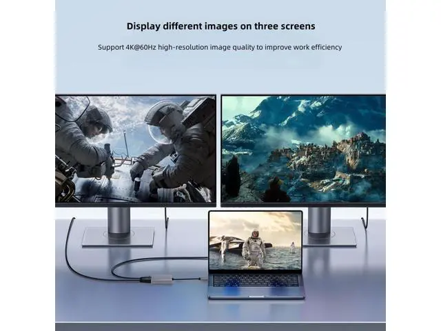 Alt view image 2 of 7 - USB-C to Dual DisplayPort Splitter Adapter, USB Type C to Displayport Dual Monitor Converter 4K@60HZ, USB C Displayport Hub Compatible for De-ll XPS 13 15,Len-ovo Yoga,Sum-sung Chrome-book,HP etc