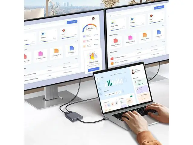 Alt view image 3 of 7 - USB-C to Dual DisplayPort Splitter Adapter, USB Type C to Displayport Dual Monitor Converter 4K@60HZ, USB C Displayport Hub Compatible for De-ll XPS 13 15,Len-ovo Yoga,Sum-sung Chrome-book,HP etc