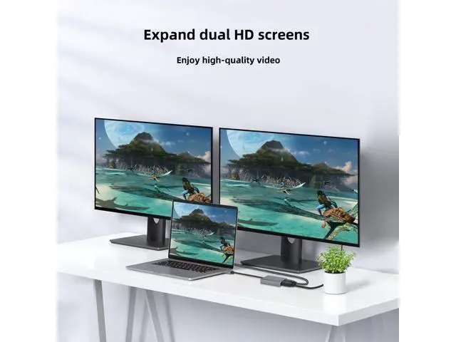 Alt view image 4 of 7 - USB-C to Dual DisplayPort Splitter Adapter, USB Type C to Displayport Dual Monitor Converter 4K@60HZ, USB C Displayport Hub Compatible for De-ll XPS 13 15,Len-ovo Yoga,Sum-sung Chrome-book,HP etc
