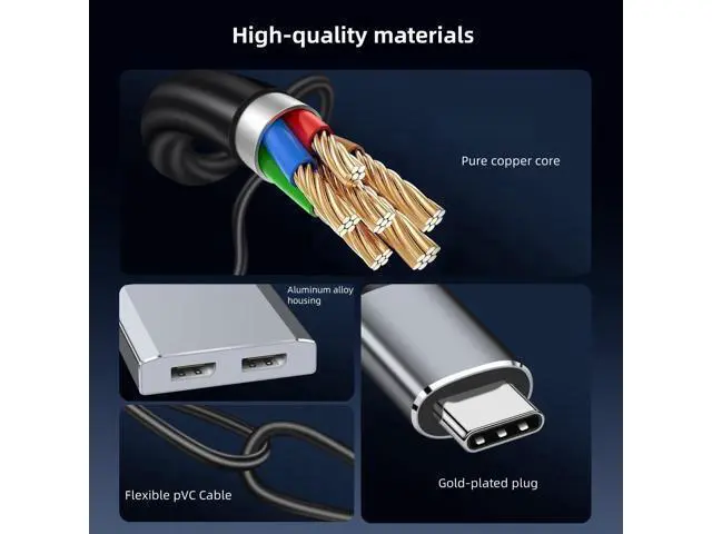 Alt view image 5 of 7 - USB-C to Dual DisplayPort Splitter Adapter, USB Type C to Displayport Dual Monitor Converter 4K@60HZ, USB C Displayport Hub Compatible for De-ll XPS 13 15,Len-ovo Yoga,Sum-sung Chrome-book,HP etc
