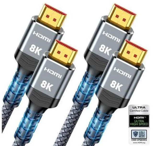 Main image of Vszerda 8K HDMI 2.1 Cable 2-Pack 6.6FT, Certified 48Gbps Ultra High Speed Slim HDMI Cord,Support 4K@120Hz 8K@60Hz, HDCP 2.2&2.3, Dynamic HDR,eARC,DTS:X, Compatible with Roku TV/HDTV/PS5/Blu-ray