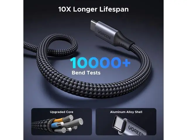 Alt view image 6 of 7 - UGREEN 140W USB C Cable, 6.6FT 2-in-1 USB C to USB C Cable, Fast Charging for iPhone 17/17 Pro Max/16/15 Series, Galaxy S25/S24/S23 Series, MacBook Air/Pro, iPad Pro/Air, Steam Deck, and More