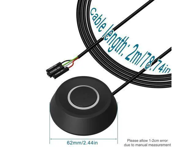Alt view image 2 of 7 - Vszerda PC Power Button External HDD Push Computer Host Round LED Button On/Off Desktop Remote PC Computer Case Power Switch(Black+White) with 2m Cables for Motherboard Boot