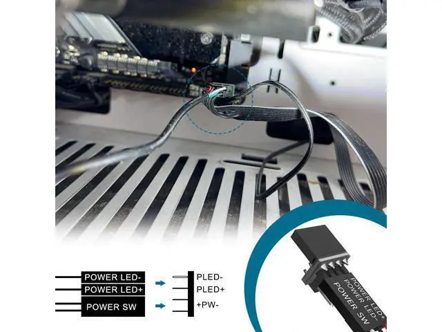 Alt view image 3 of 7 - Vszerda PC Power Button External HDD Push Computer Host Round LED Button On/Off Desktop Remote PC Computer Case Power Switch(Black+White) with 2m Cables for Motherboard Boot