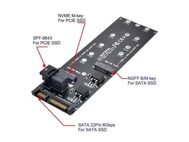 Alt view image 6 of 7 - Vszerda SFF-8643 to U2 Kit NGFF M-Key to HD Mini SAS NVME PCIe SSD SATA Adapter for Motherboard