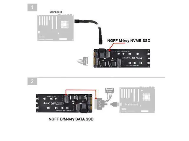 Alt view image 7 of 7 - Vszerda SFF-8643 to U2 Kit NGFF M-Key to HD Mini SAS NVME PCIe SSD SATA Adapter for Motherboard