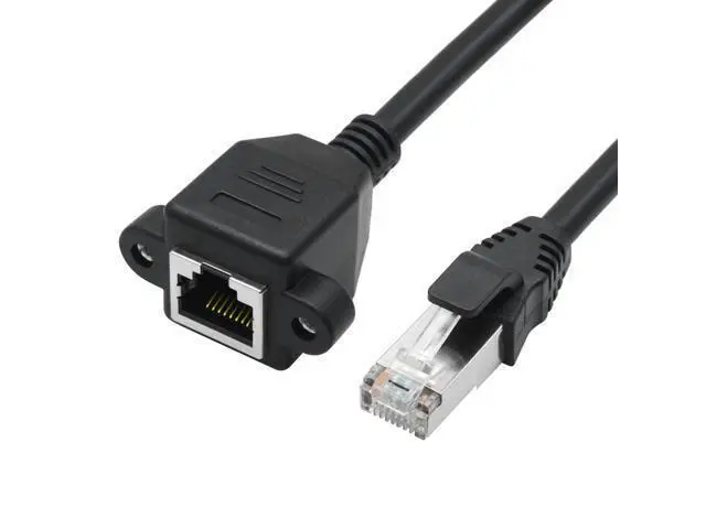 Alt view image 2 of 5 - 2Pcs Cat6 Ethernet Extension Cable 2FT, RJ45 Male to Female Ethernet Panel Mount with Screw Extension Shielded Cable, Compatibility Cat5e, Cat5, for PC, Laptop, Router, Smart TV, Network Switch etc
