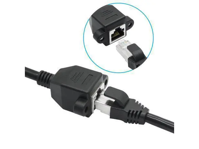 Alt view image 3 of 5 - 2Pcs Cat6 Ethernet Extension Cable 2FT, RJ45 Male to Female Ethernet Panel Mount with Screw Extension Shielded Cable, Compatibility Cat5e, Cat5, for PC, Laptop, Router, Smart TV, Network Switch etc