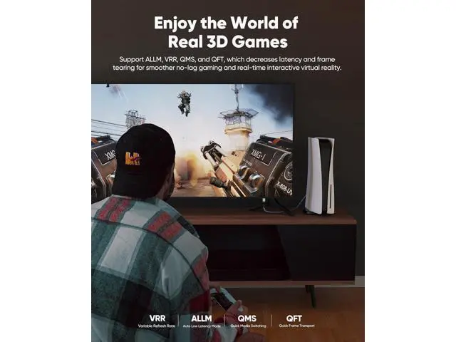 Alt view image 7 of 7 - Vszerda 8K HDMI Cable Long 2.1 30FT/9M, 48Gbps High Speed HDMI 4K120 144Hz Dynamic HDR 10 eARC HDCP 2.2&2.3 Compatible for PS5, Blu-ray Player and Monitor