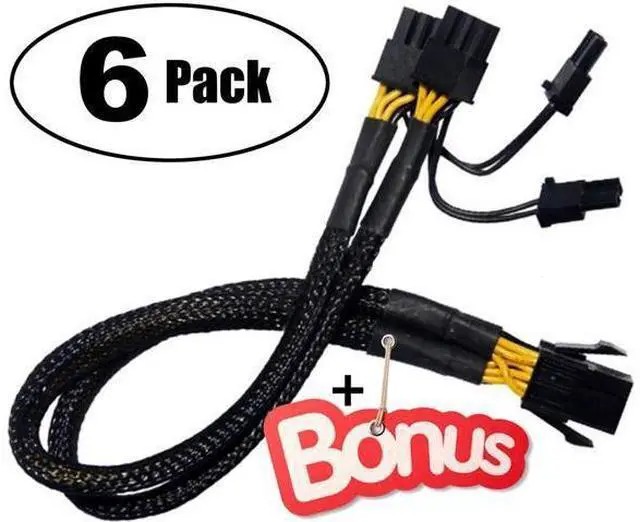 Alt view image 2 of 5 - Vszerda PCI-e 6 Pin to Dual PCIe 8(6+2) Pin Graphics Card PCI Express Power Adapter GPU VGA Y-Splitter Extension Cable Mining Video Card Sleeved Power Splitter 9 inches 18 AWG 6 Pack + Bonus